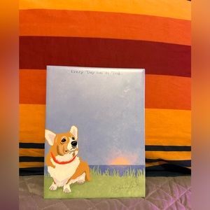 SOLD Ceramic Painted Tile Corgi